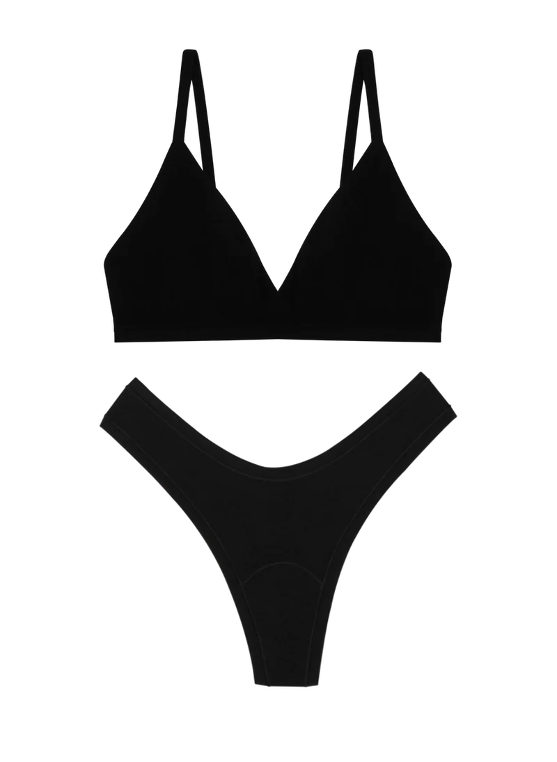 Triangle Bra Dipped Thong Set